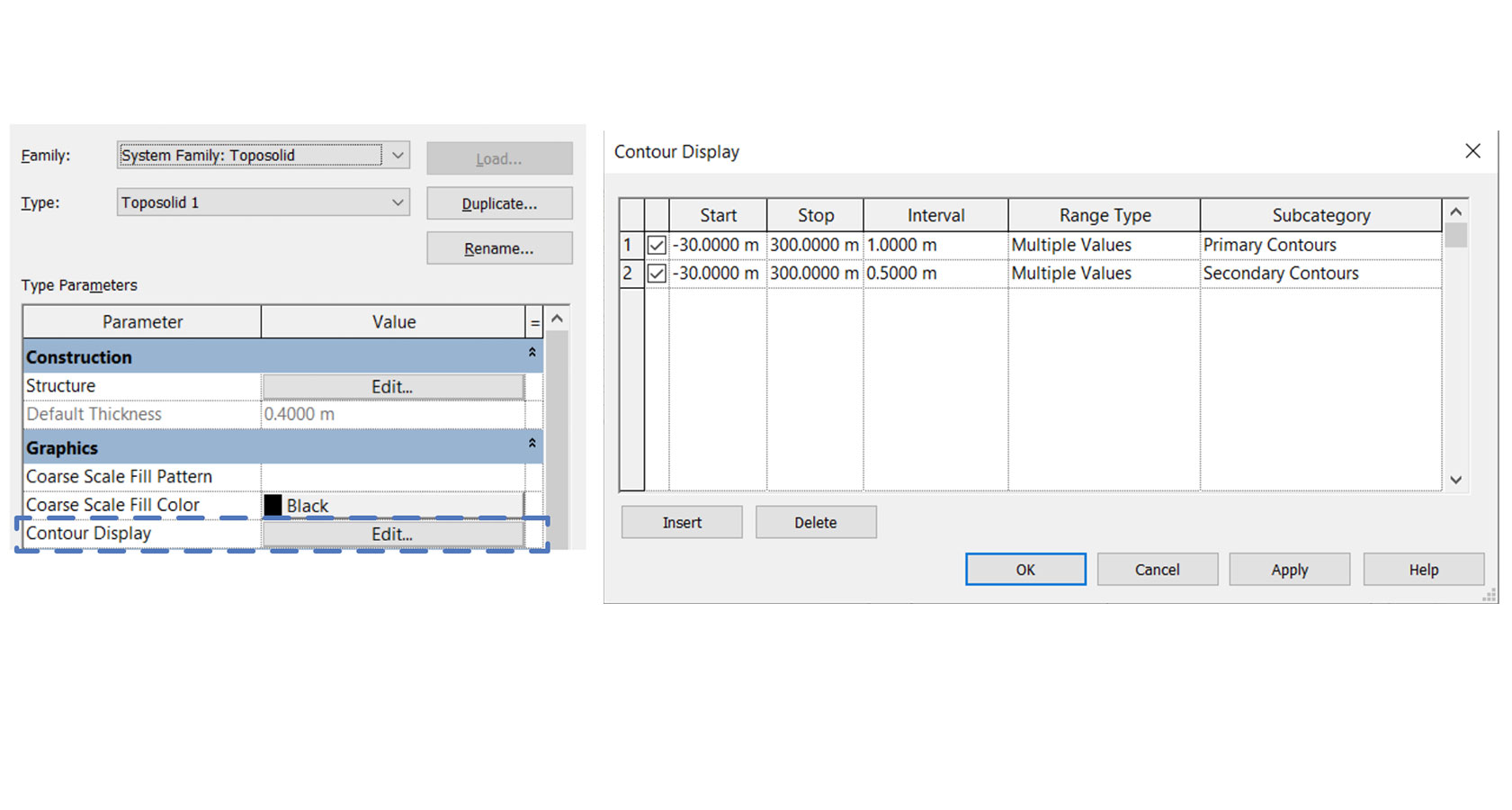 Edit the Contour lines display on a Toposolid in Revit