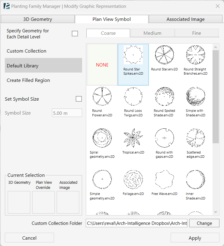 Planting Tool Plan View Symbol tab